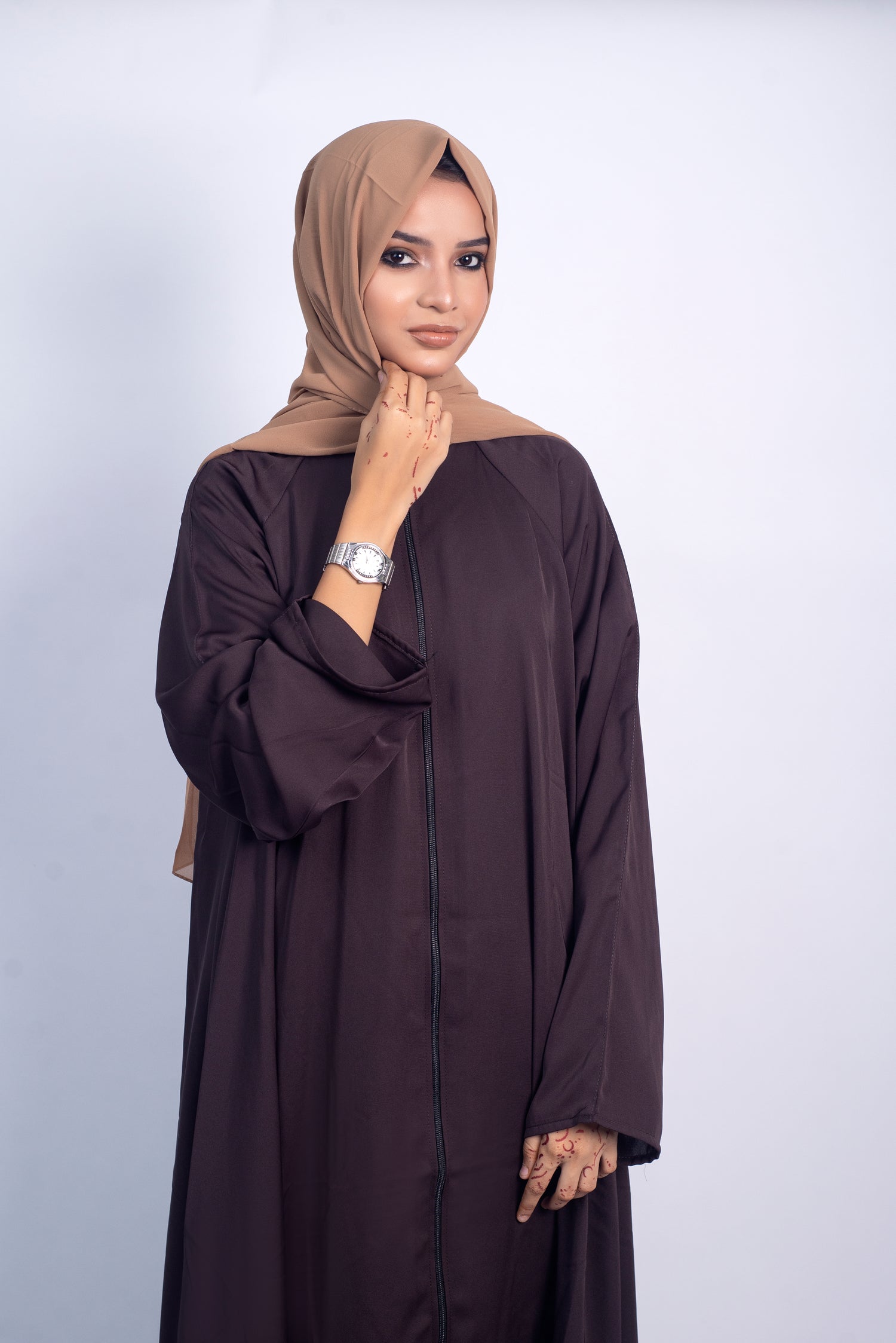 Full Zipper Abaya - Chocolate (With Free Delivery)