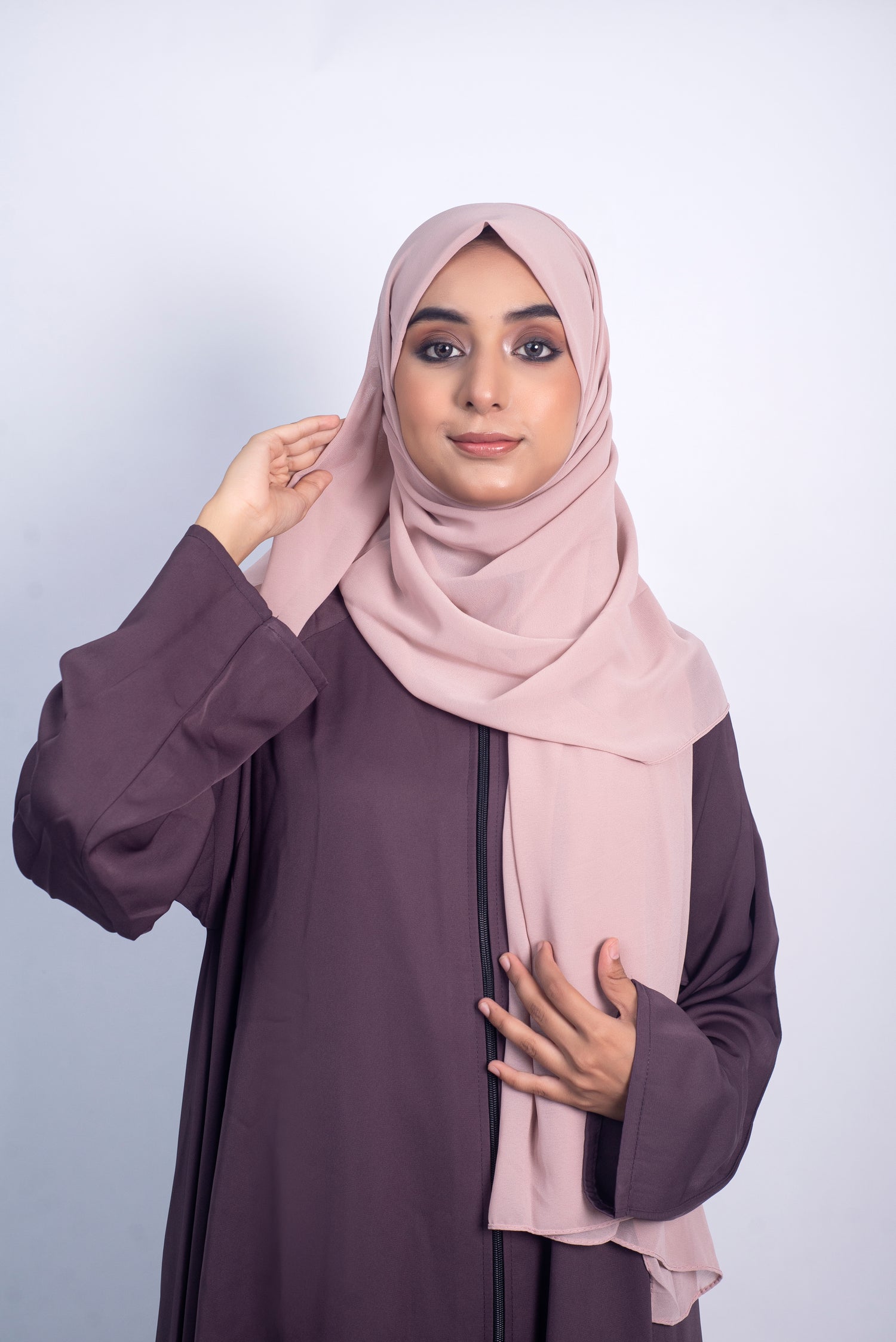 Full Zipper Abaya - Old Mauve (With Free Delivery)