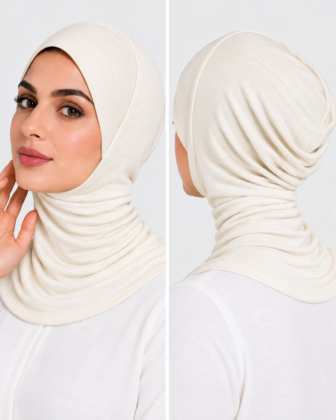 Neck Cover Hijab Cap - Pearl White