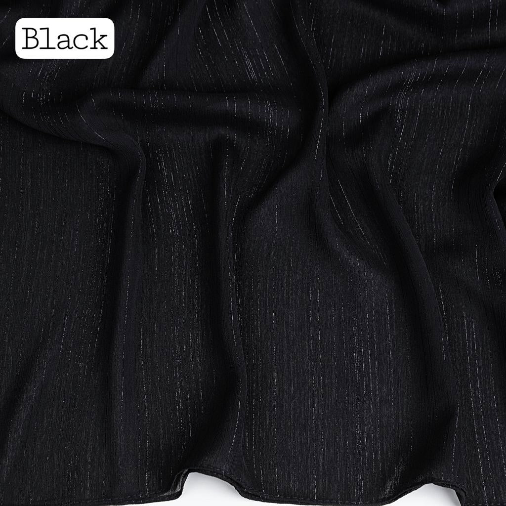 Glossy Streaks Chiffon Hijabs – Black
