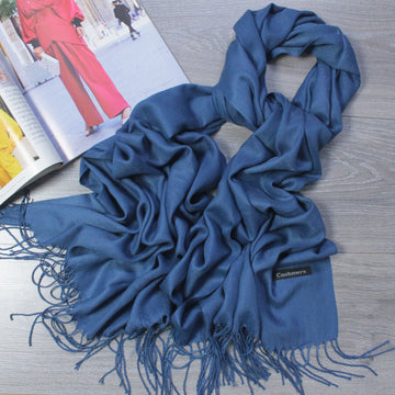 Plain Winter Cashmere Hijab – French Blue