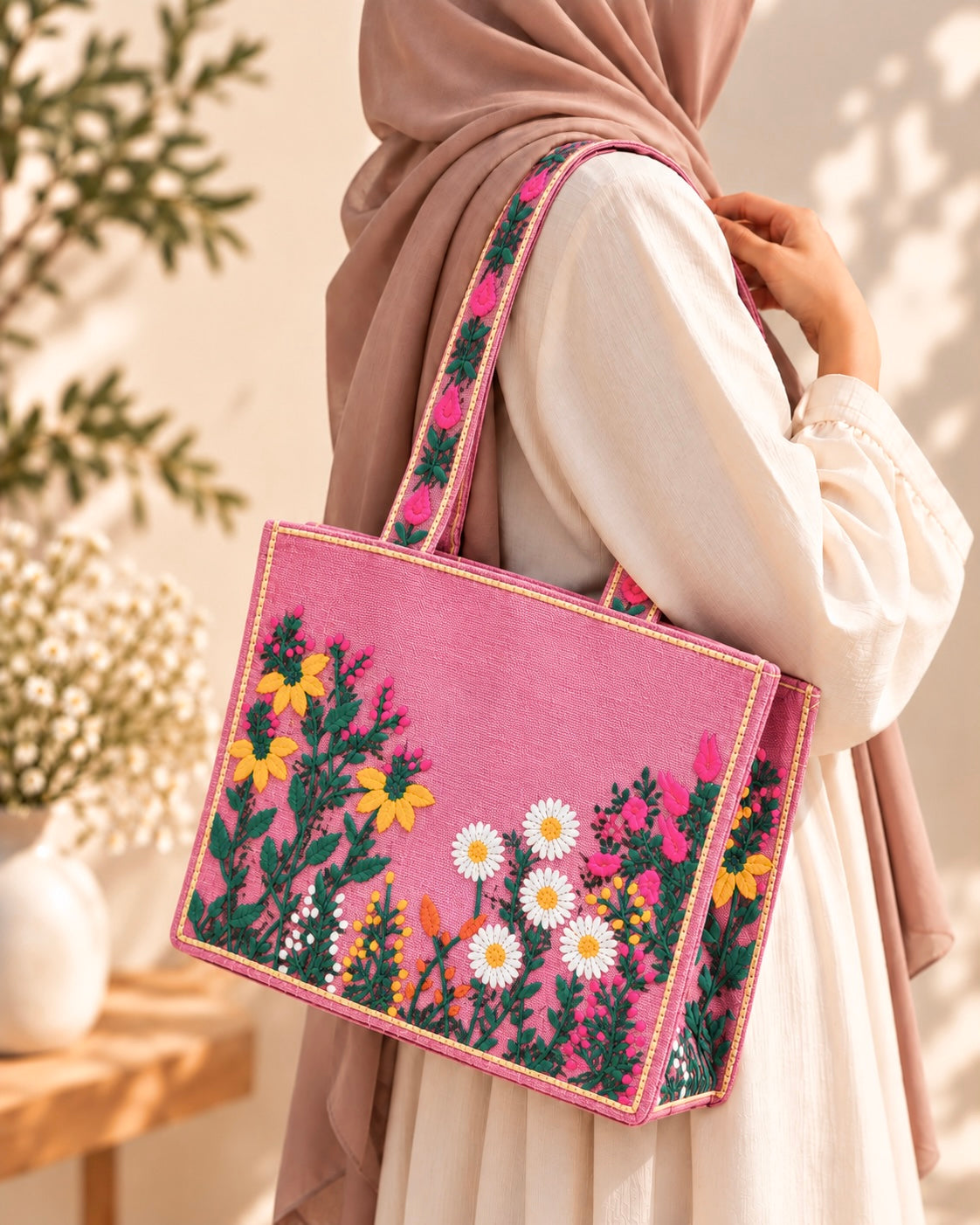 WILDFLOWER TOTE BAG - CANDY PINK