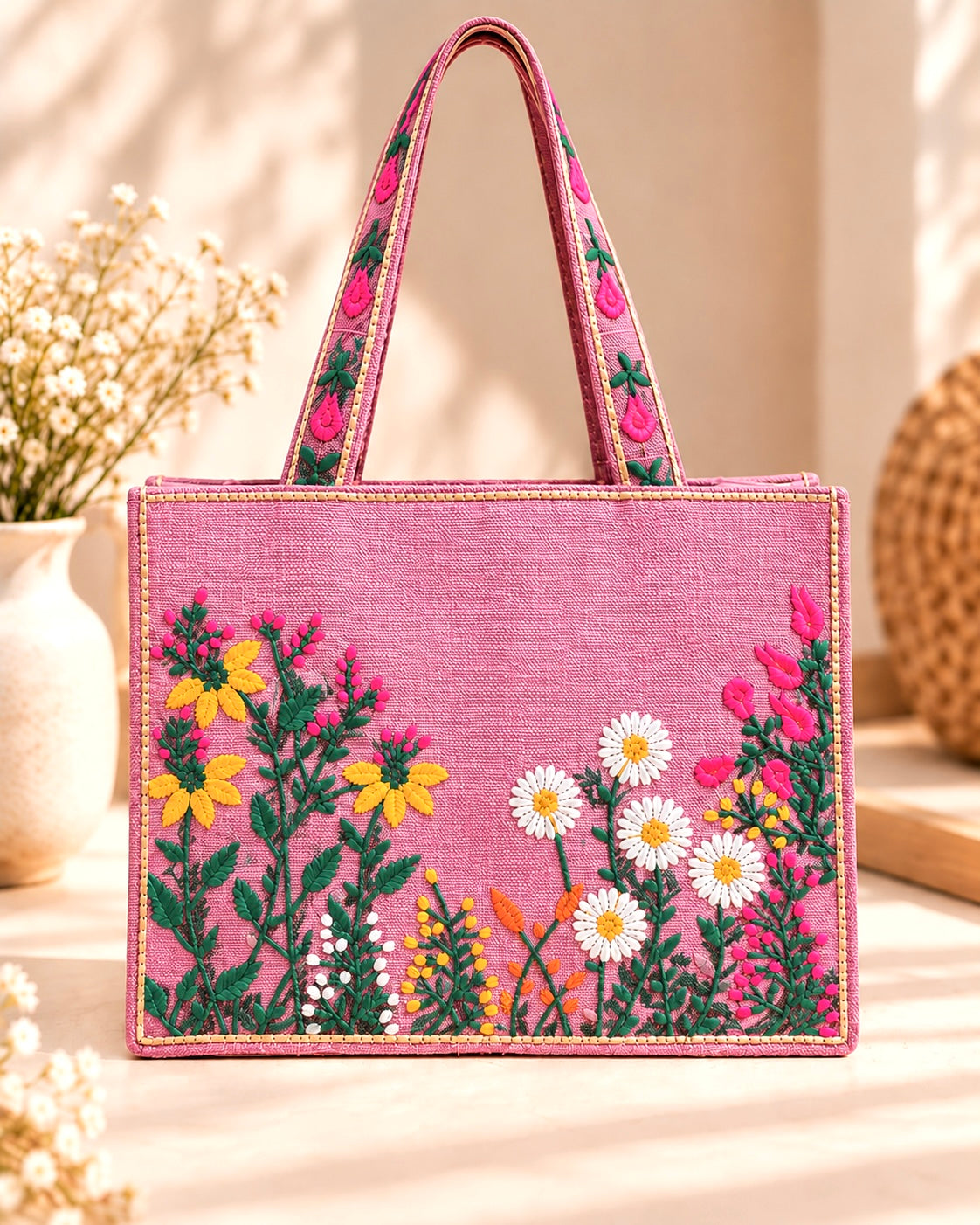 WILDFLOWER TOTE BAG - CANDY PINK