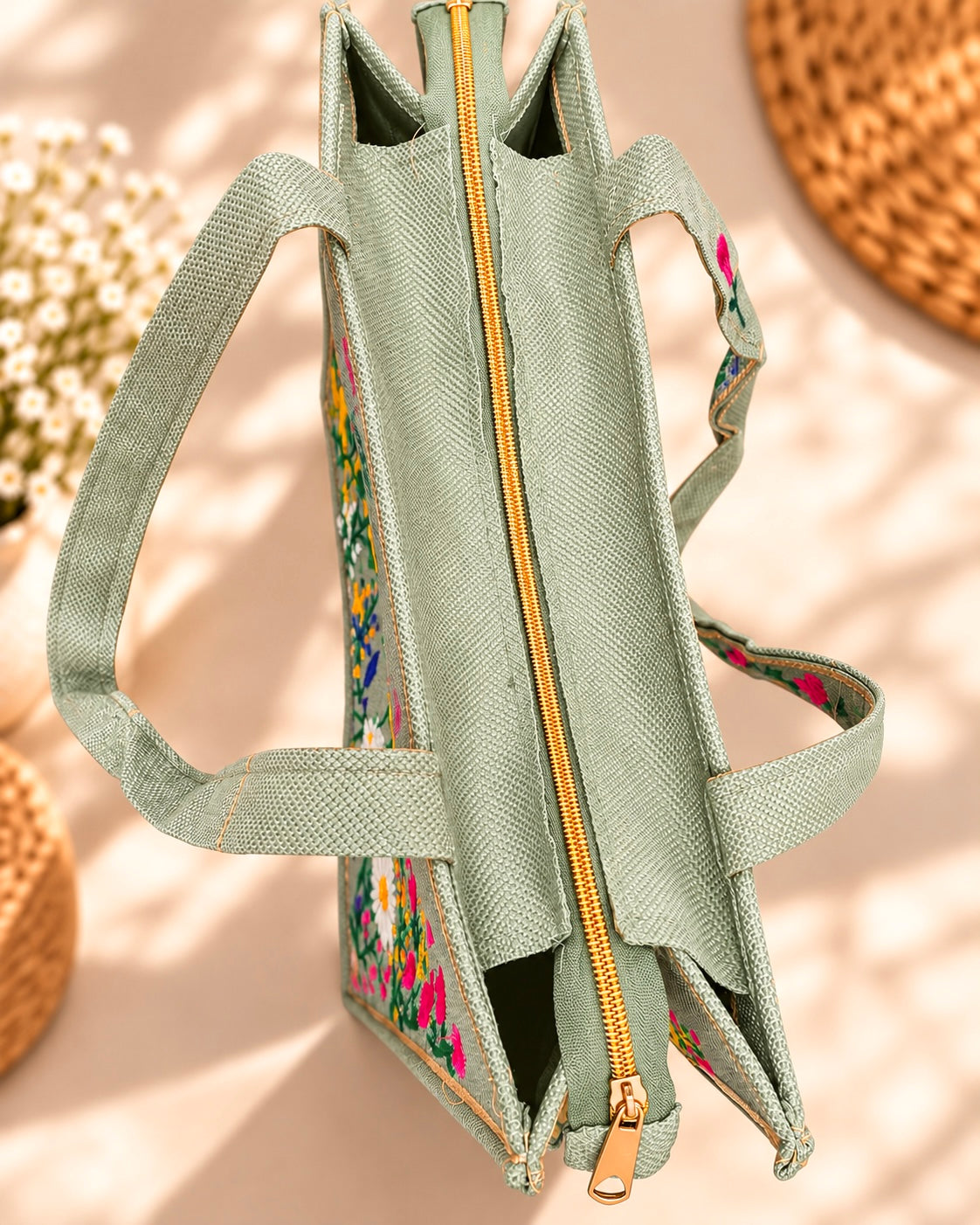 WILDFLOWER TOTE BAG - SAGE GREEN