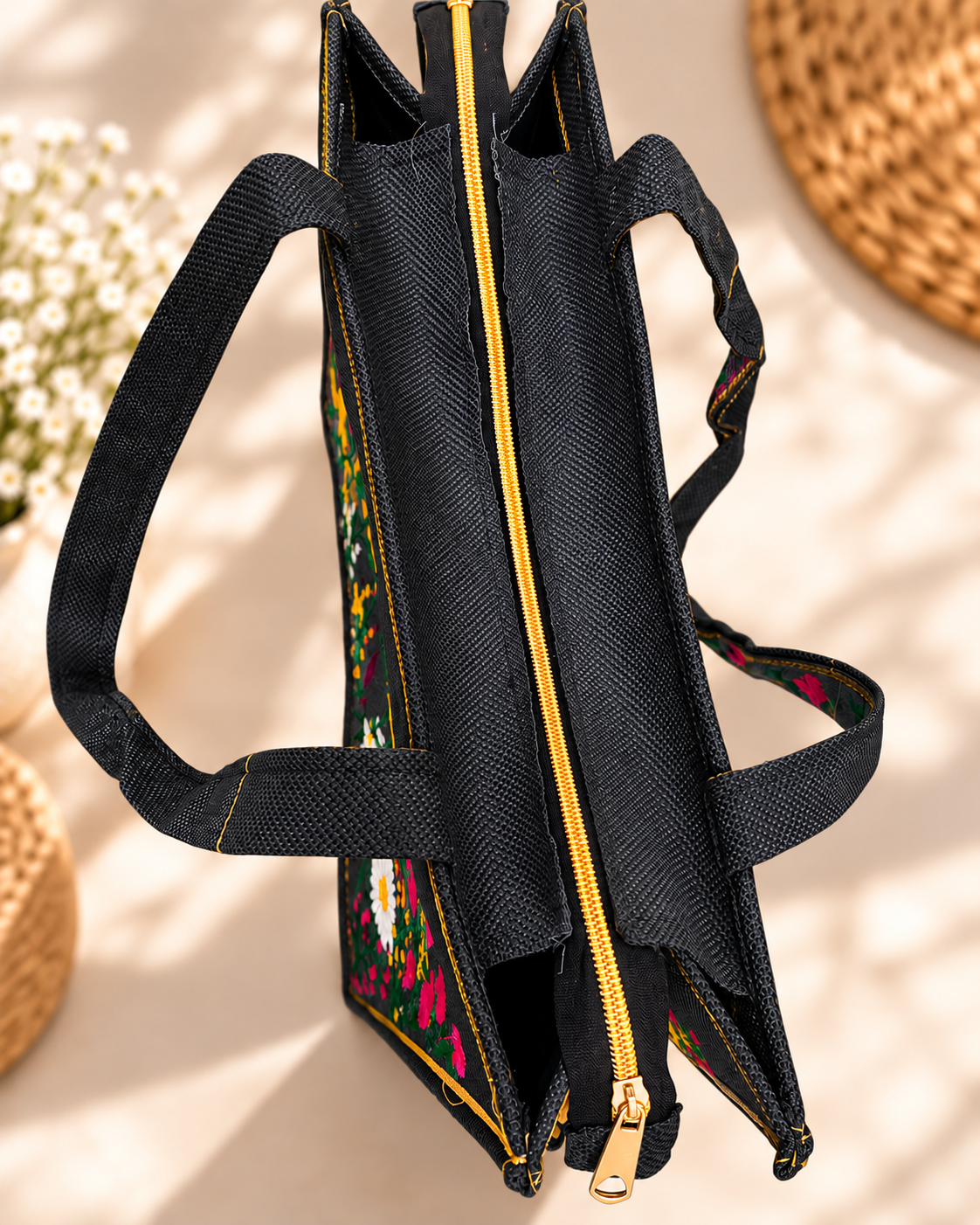 WILDFLOWER TOTE BAG - BLACK