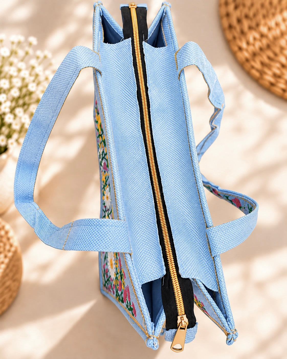 WILDFLOWER TOTE BAG - ICE BLUE