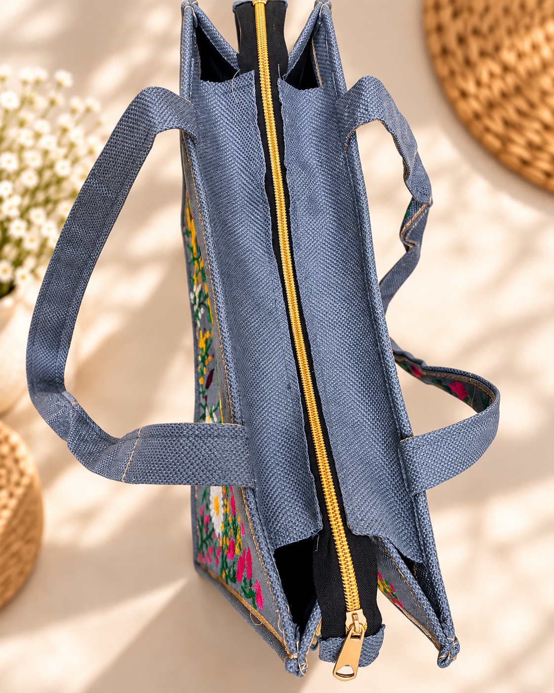 WILDFLOWER TOTE BAG - GREY