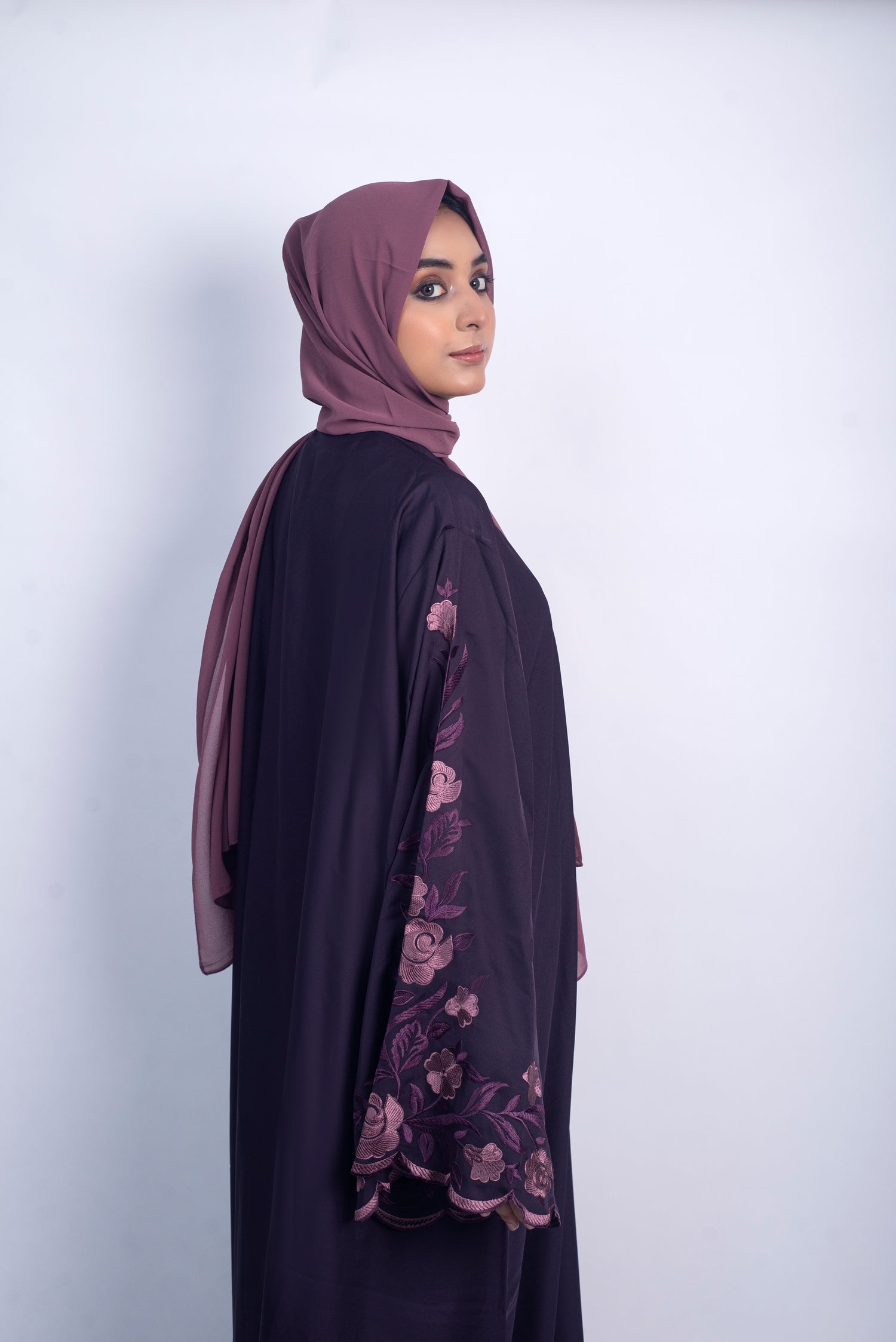 Meadows Abaya - Deep Purple With Free Delivery