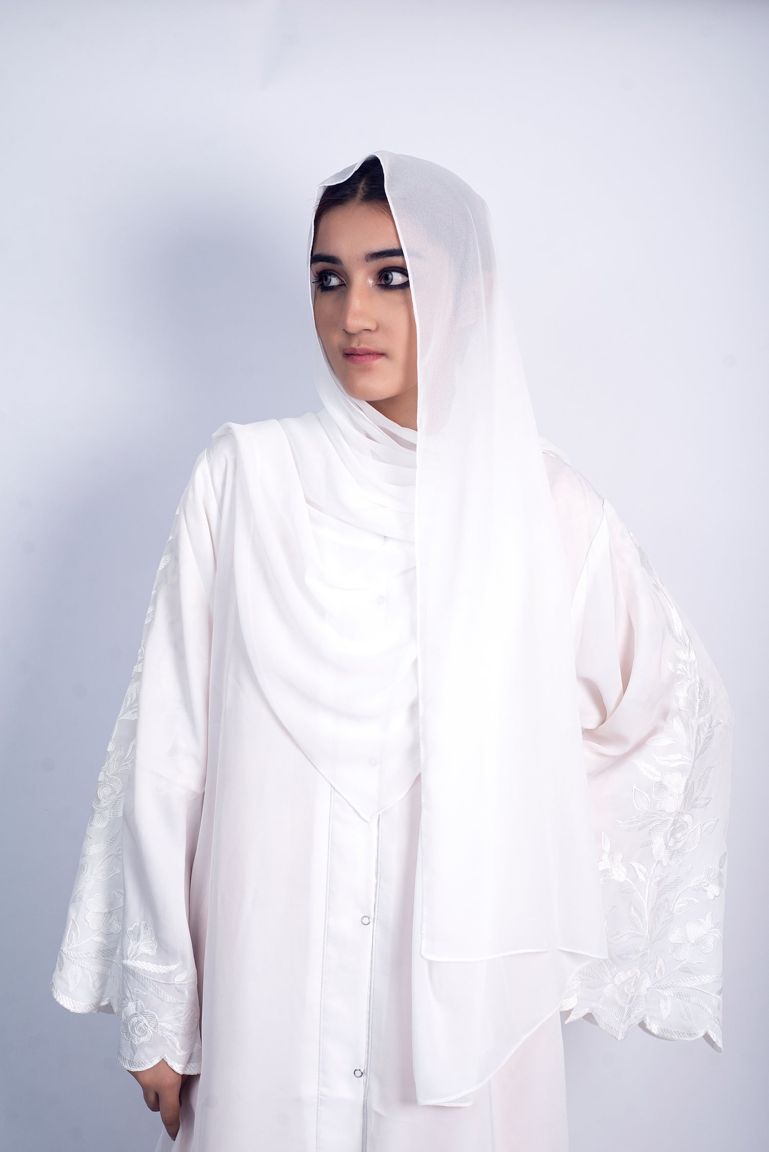 Meadows Abaya White Series (White) With Free Delivery