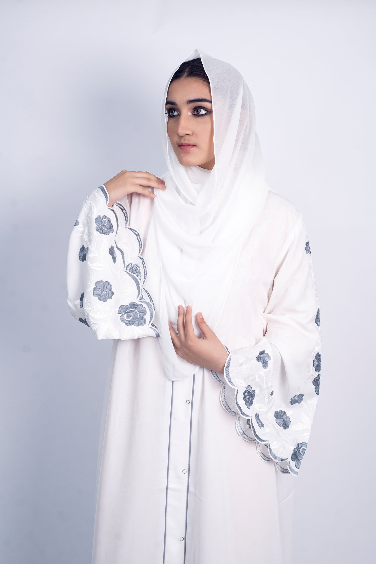 Meadows Abaya White Series (Grey) With Free Delivery