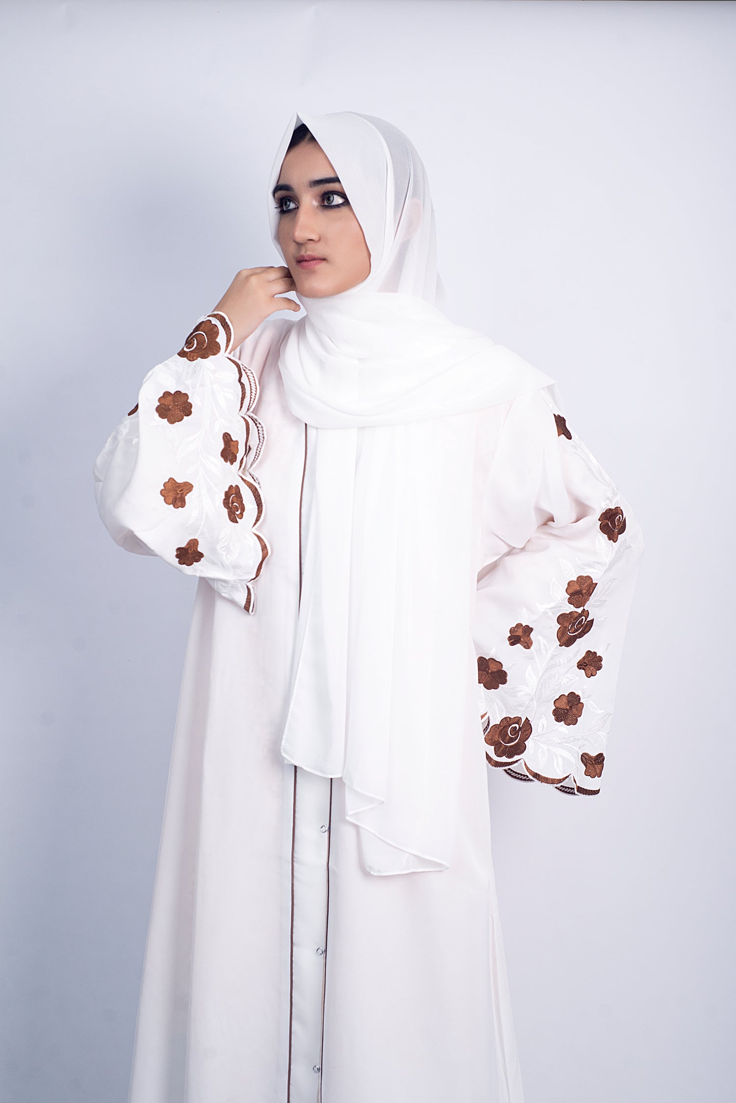 Meadows Abaya White Series (Chocolate) With Free Delivery
