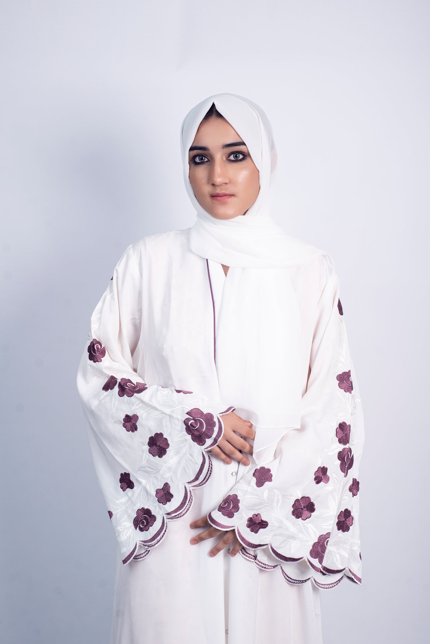 Meadows Abaya White Series (Plum) With Free Delivery