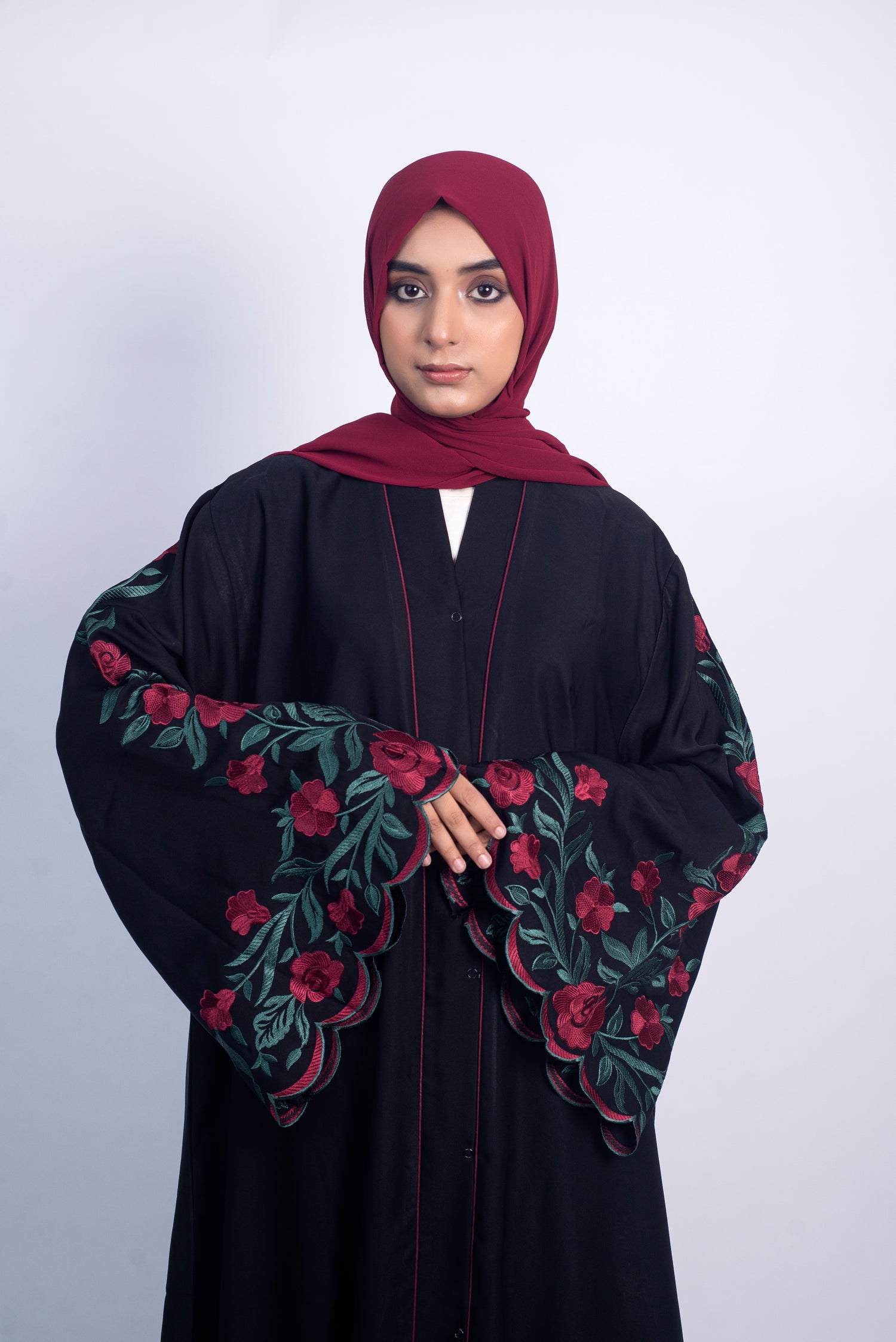 Meadows Abaya Black Series (Maroon) With Free Delivery