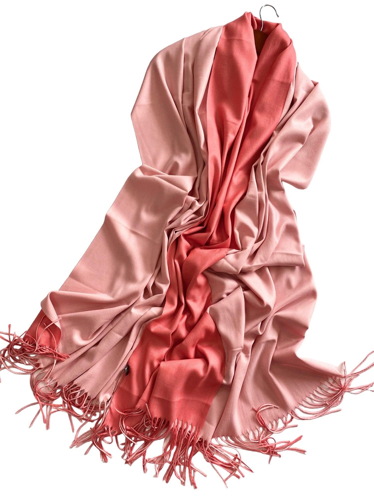 Reversible Winter Woollen Shawl (LARGE SIZE) - Candy Pink & Peachy Pink