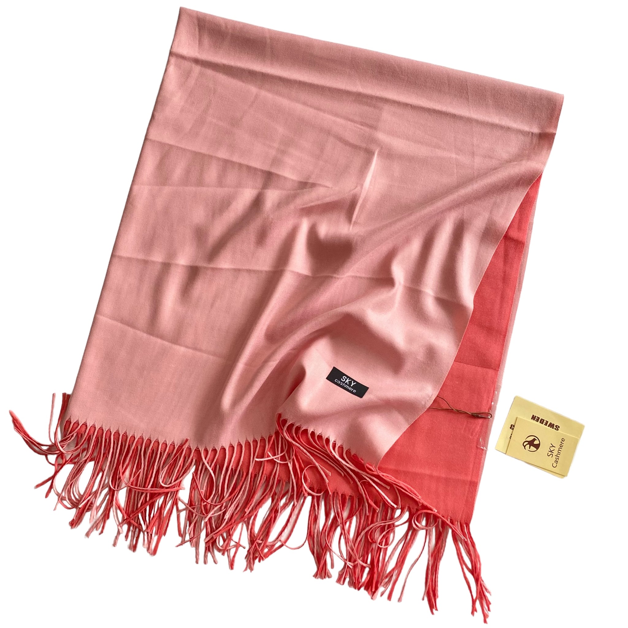 Reversible Winter Woollen Shawl (LARGE SIZE) - Candy Pink & Peachy Pink