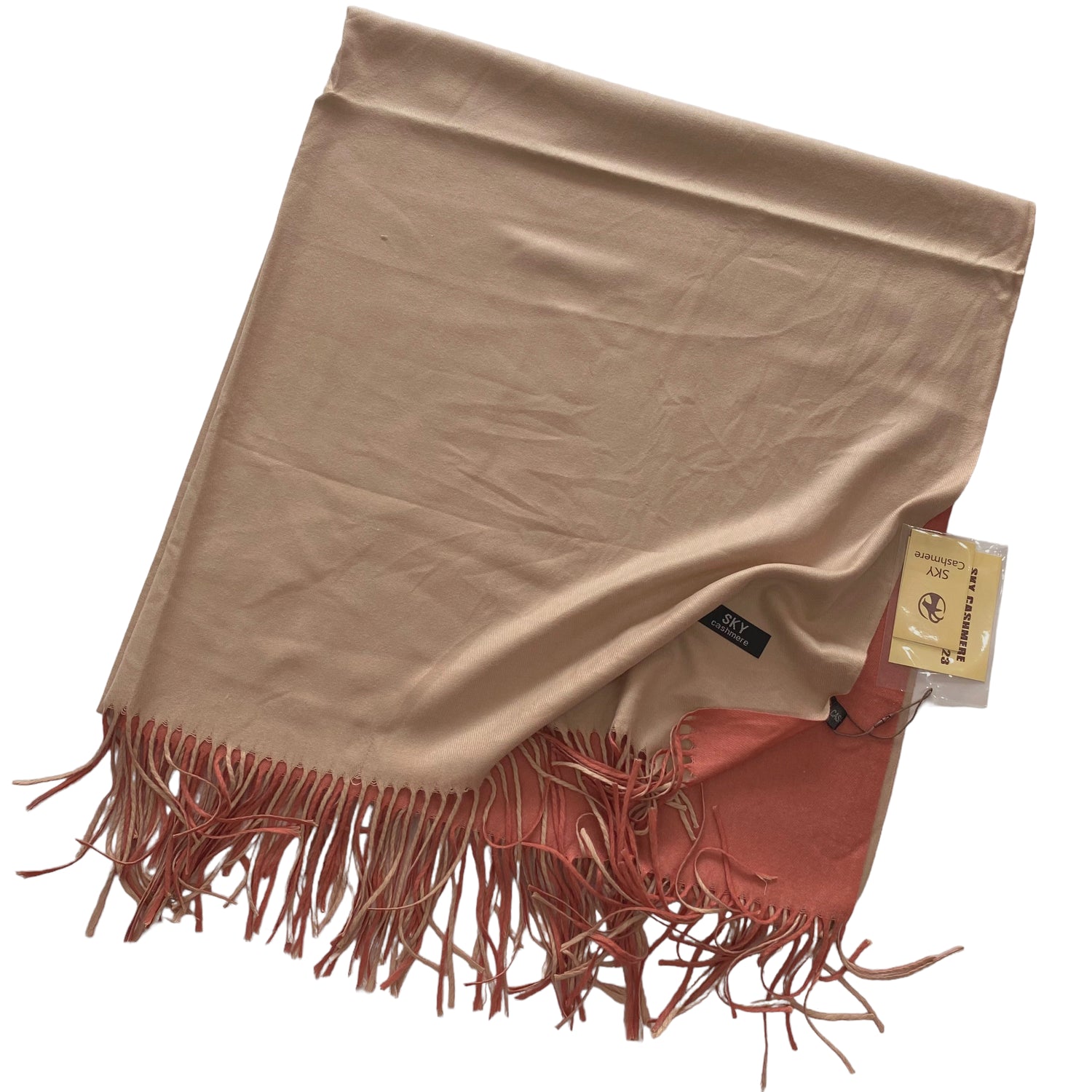 Reversible Shawl (LARGE SIZE)- Ivory & Rosewood