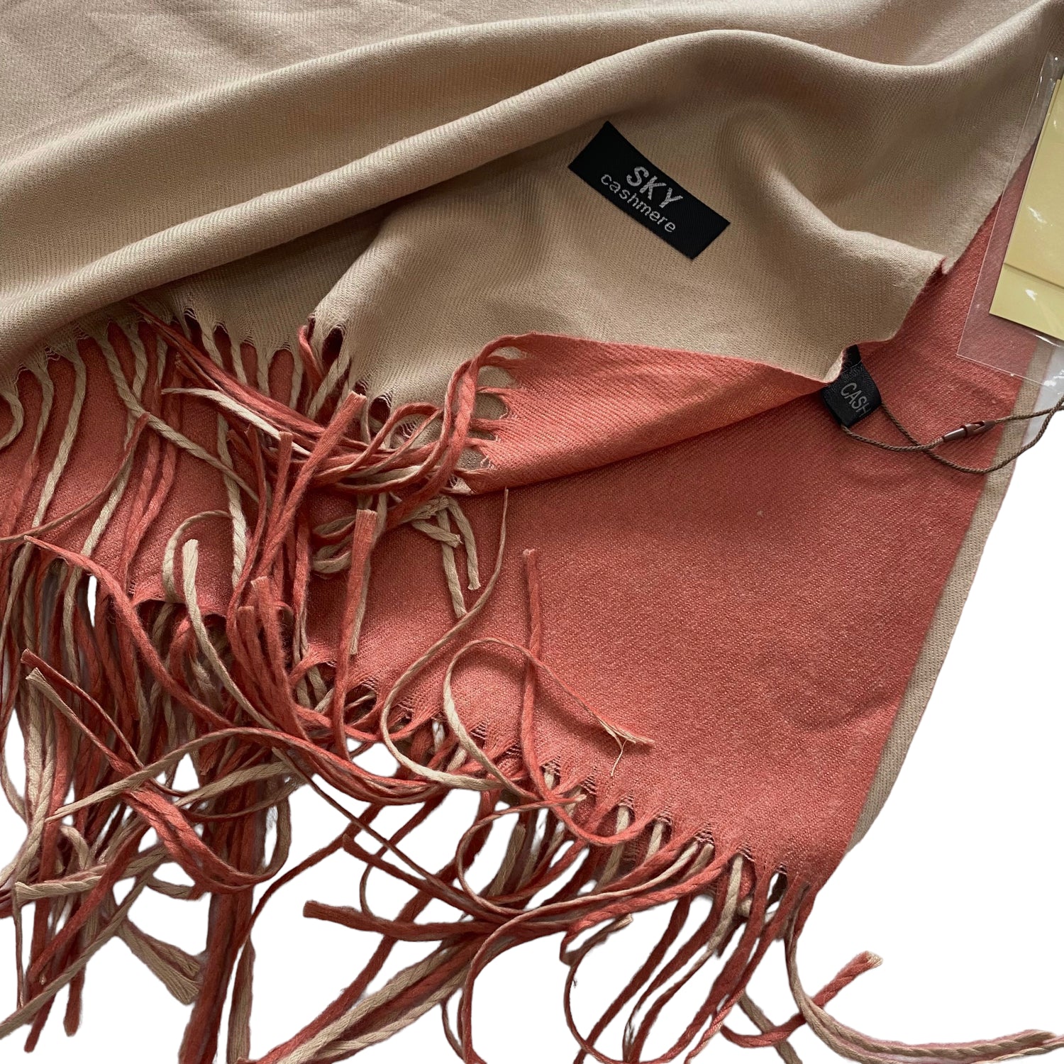 Reversible Shawl (LARGE SIZE)- Ivory & Rosewood