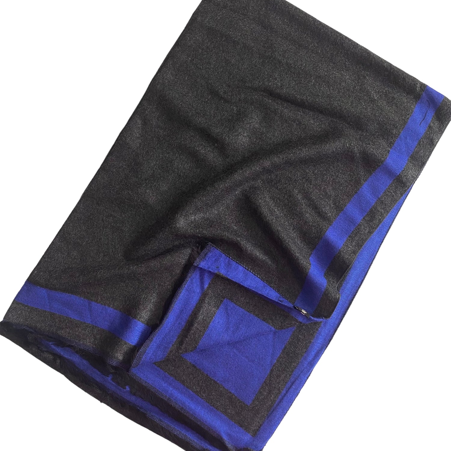 Border Stripes Woollen - Royal Blue & Charcoal