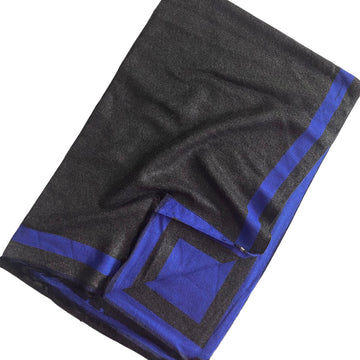 Border Stripes Woolen - Royal Blue & Charcoal