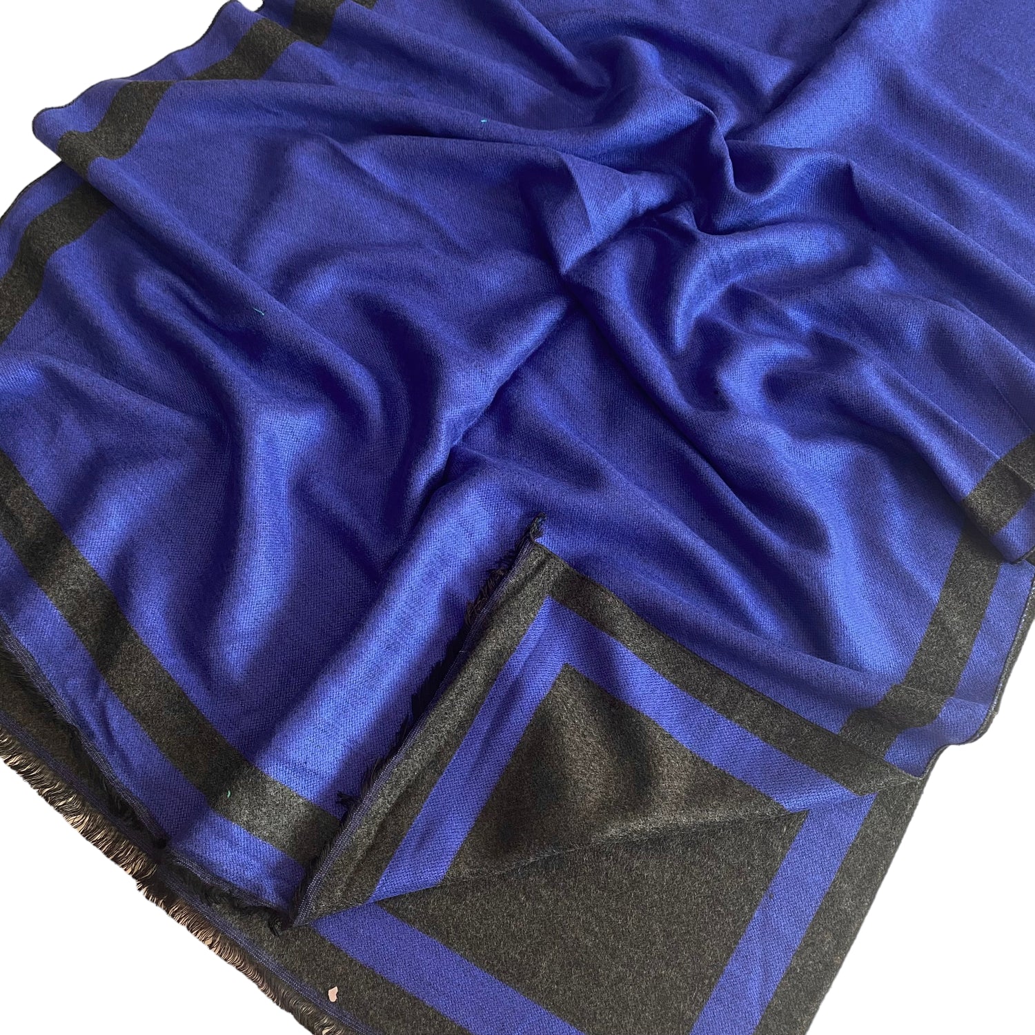 Border Stripes Woollen - Royal Blue & Charcoal