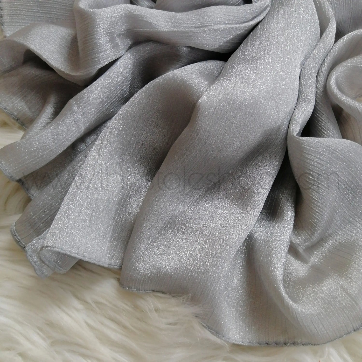 Metallics Crinkle Silk Hijab – Steel