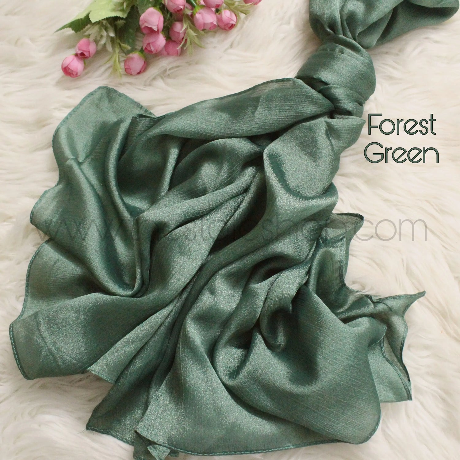 Metallics Crinkle Silk Hijab – Forest Green