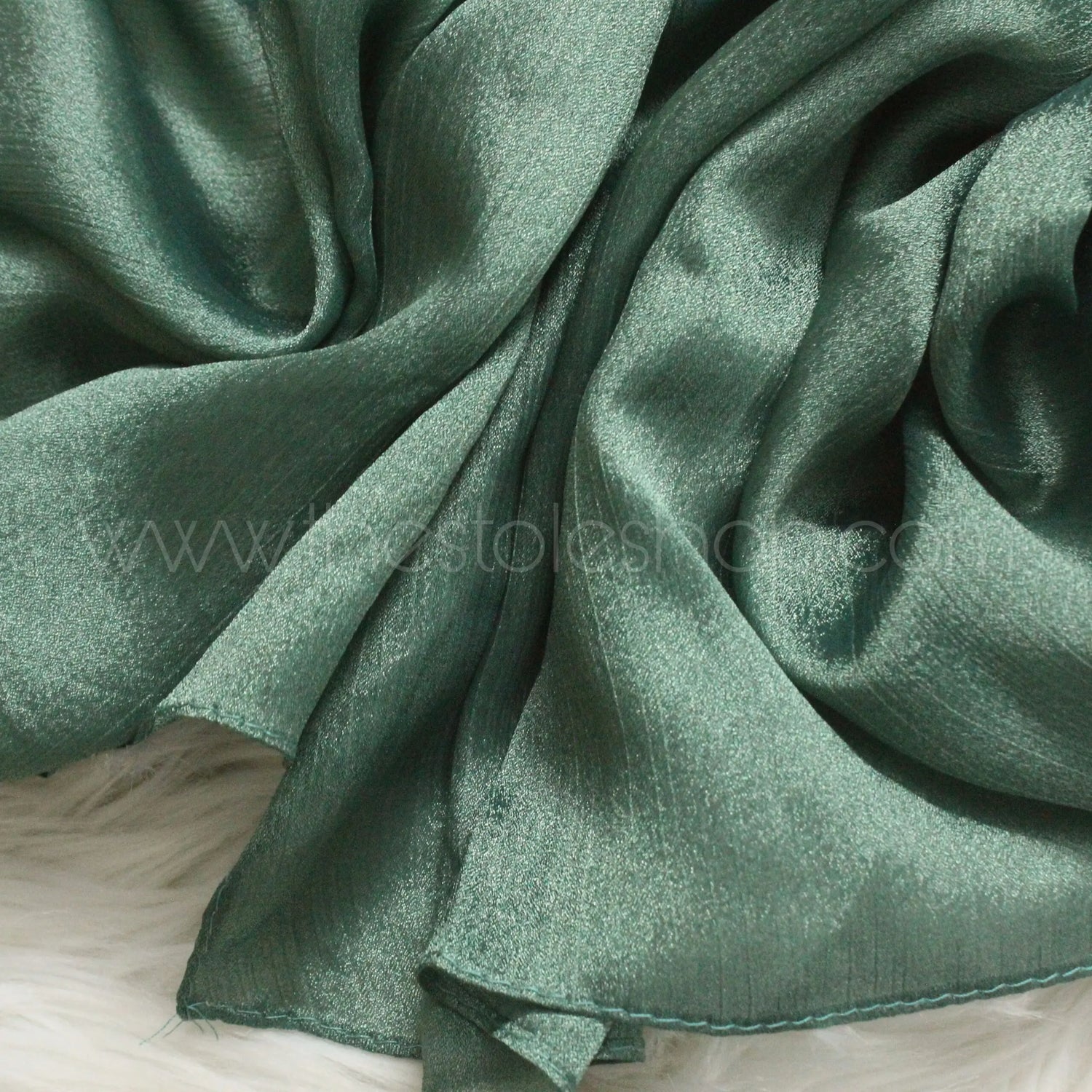 Metallics Crinkle Silk Hijab – Forest Green
