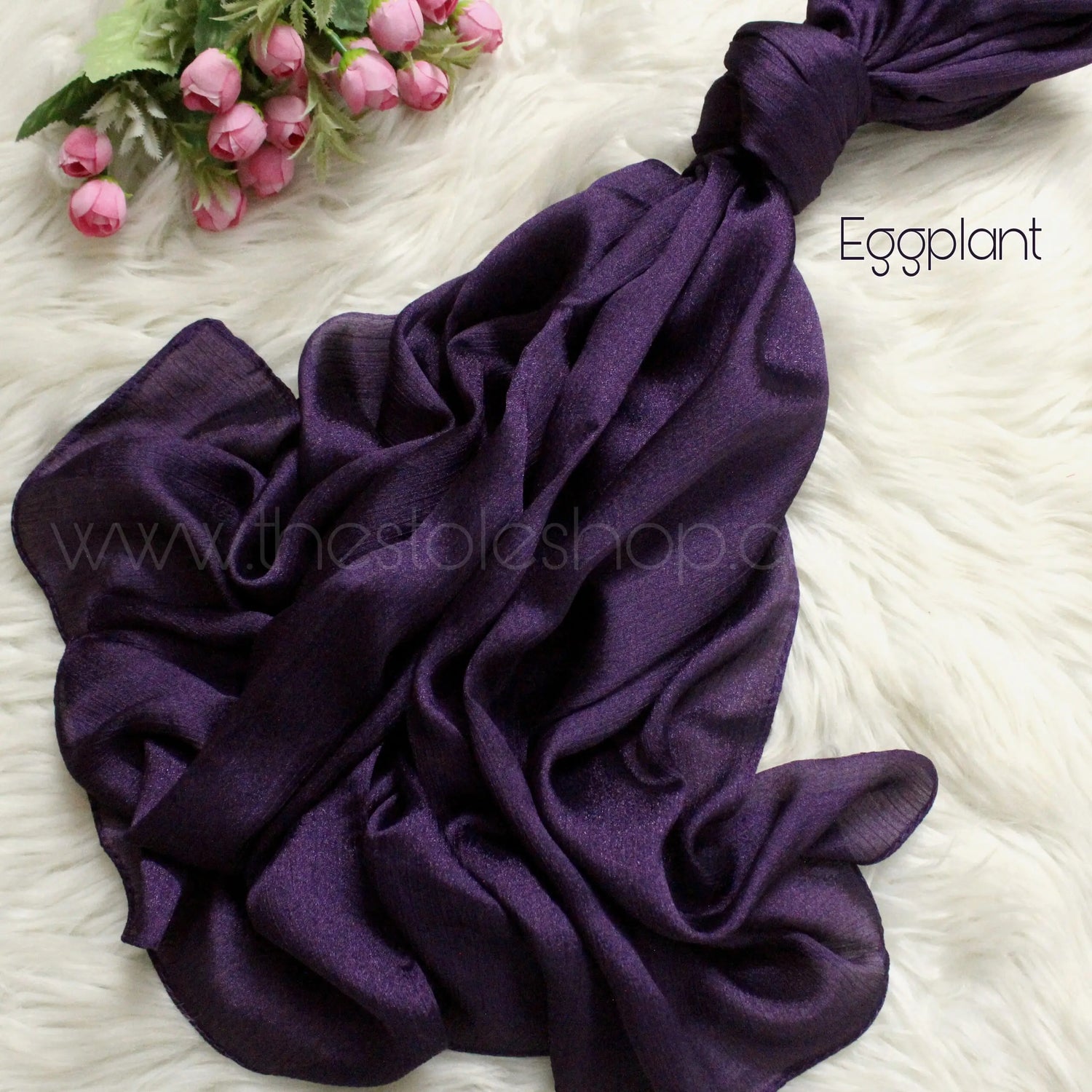 Metallics Crinkle Silk Hijab – Eggplant