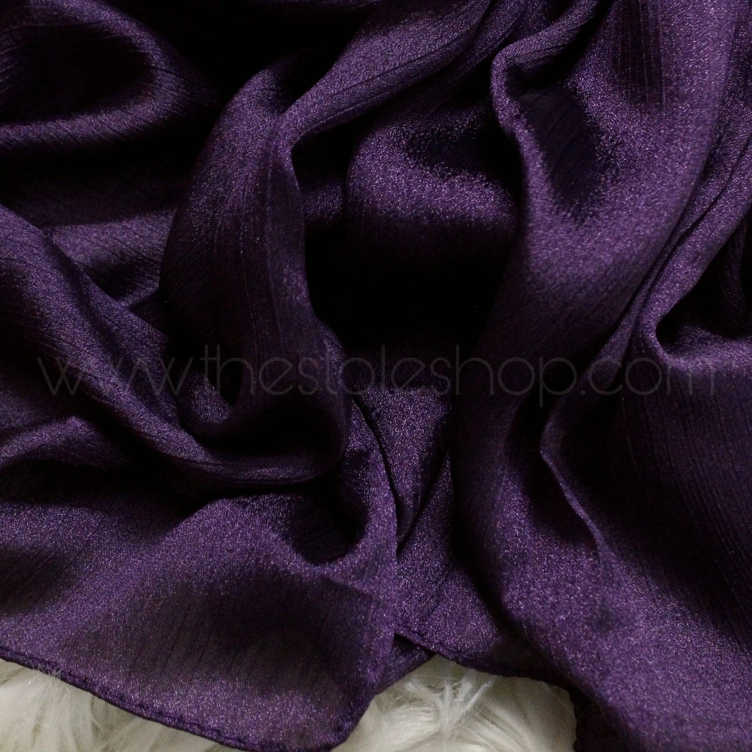Metallics Crinkle Silk Hijab – Eggplant