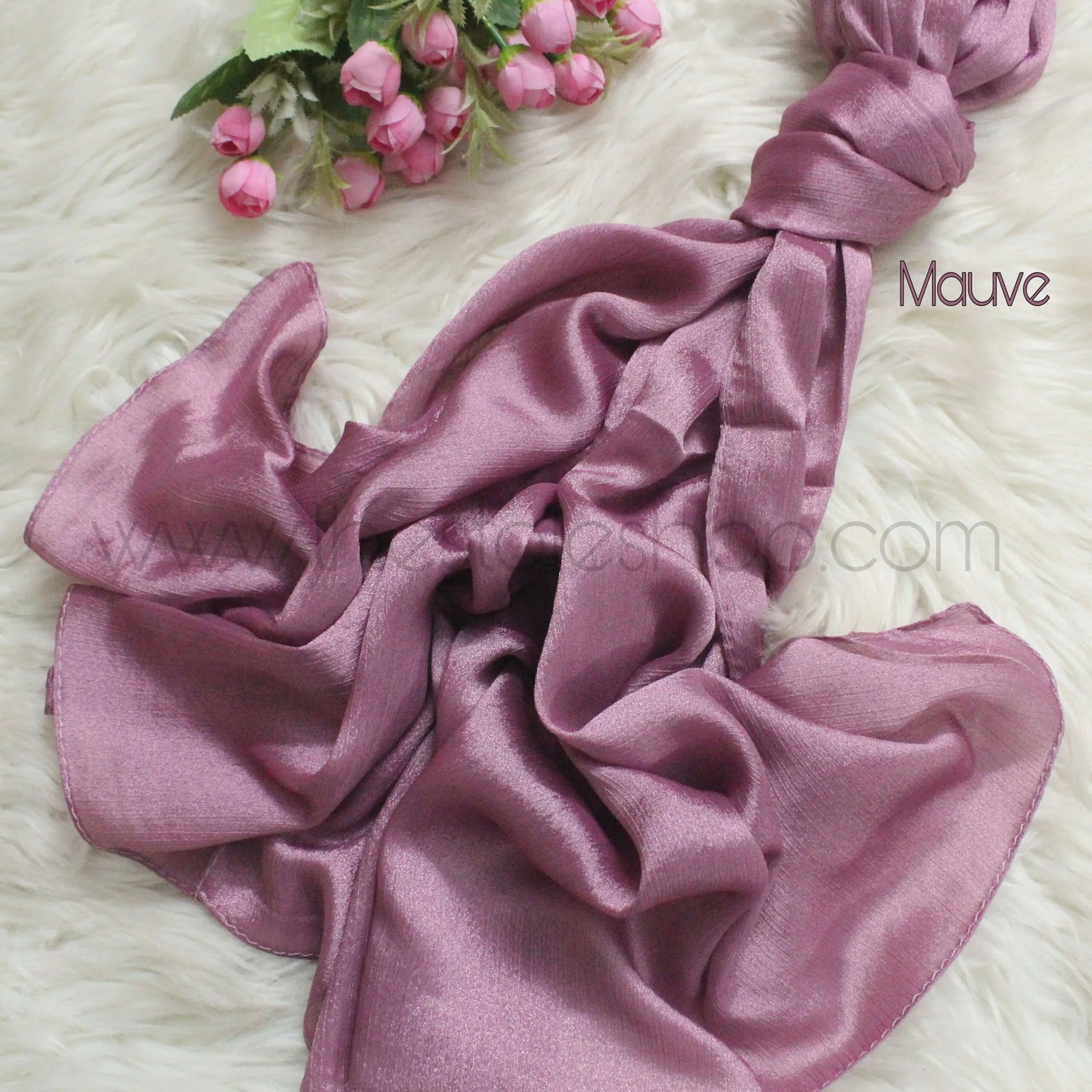 Metallics Crinkle Silk Hijab – Mauve