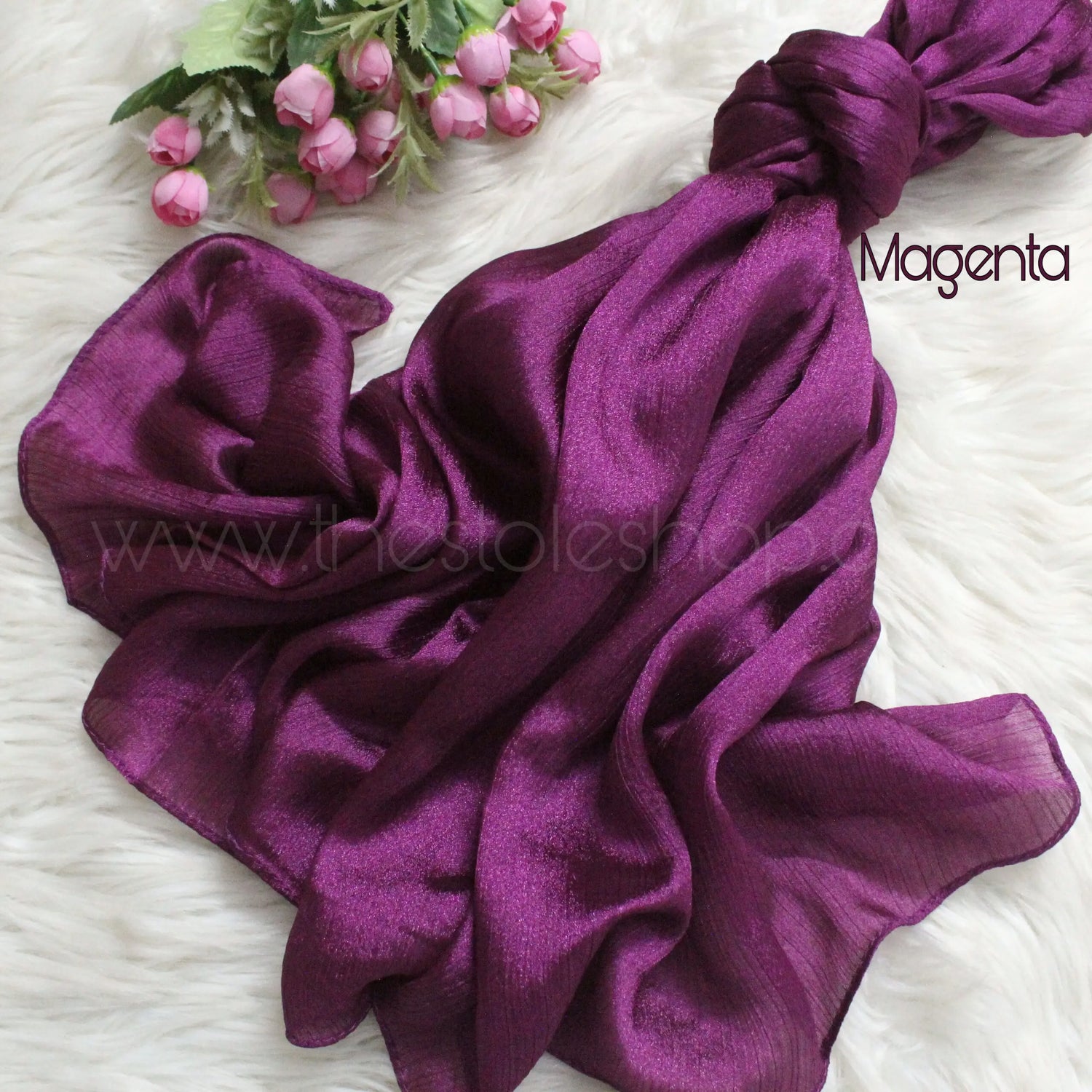 Metallics Crinkle Silk Hijab – Magenta