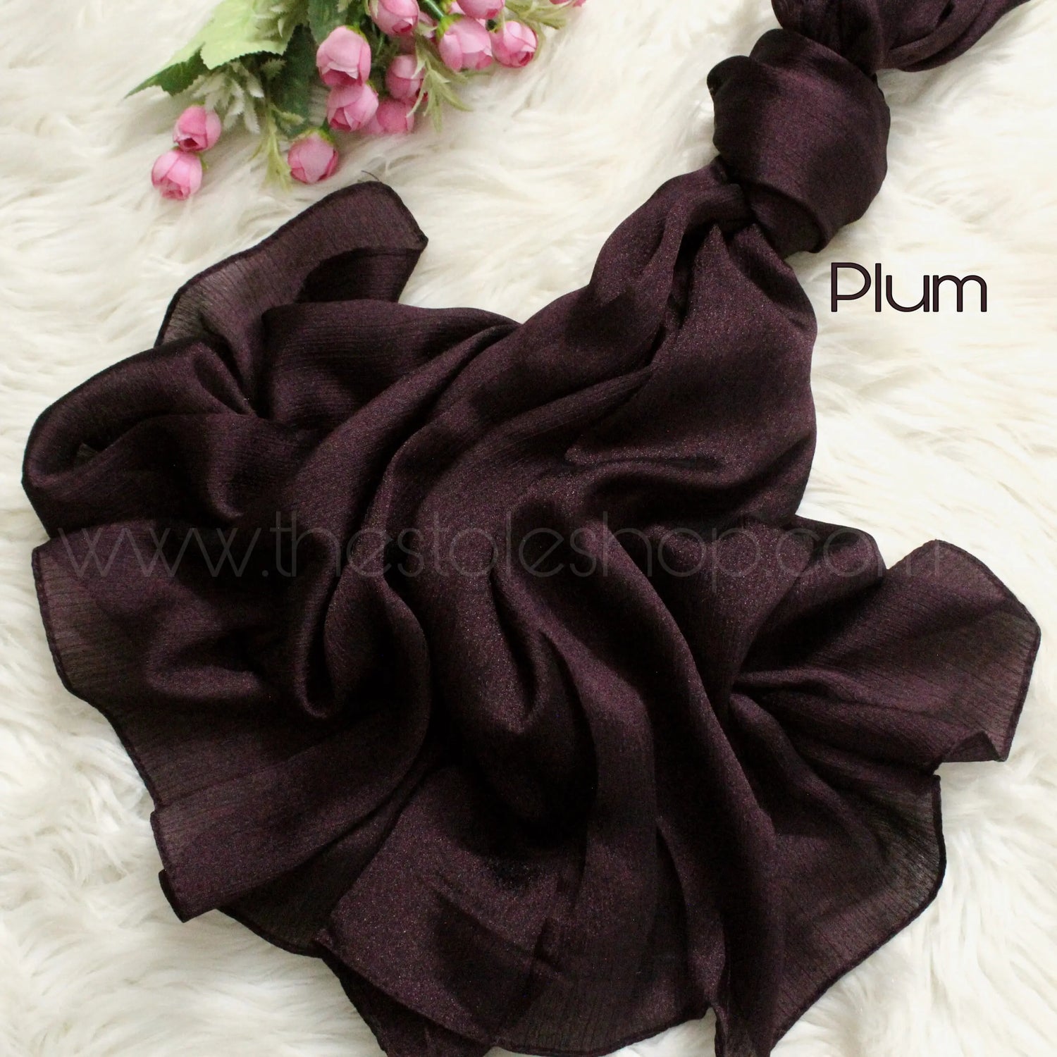Metallics Crinkle Silk Hijab – Plum
