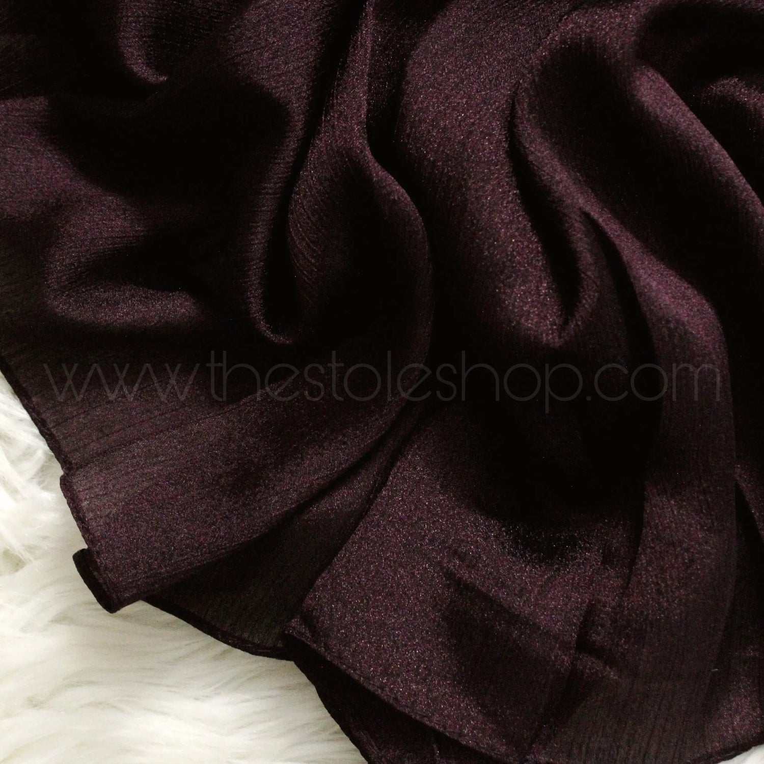 Metallics Crinkle Silk Hijab – Plum