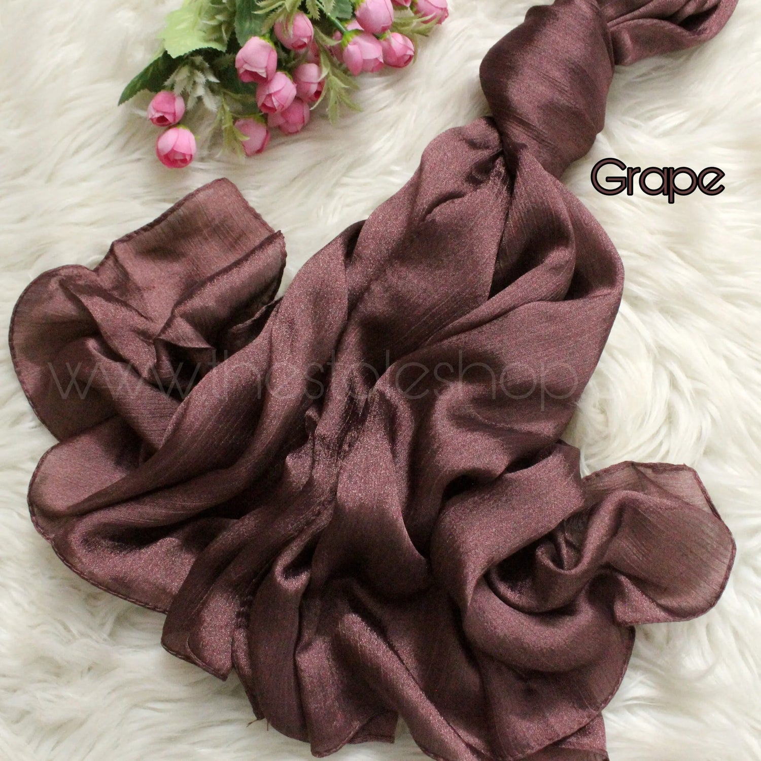 Metallics Crinkle Silk Hijab – Grape