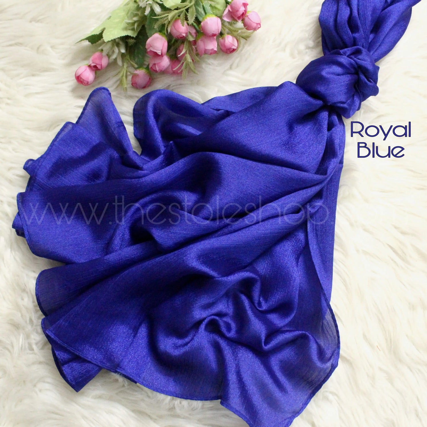 Metallics Crinkle Silk Hijab – Royal Blue