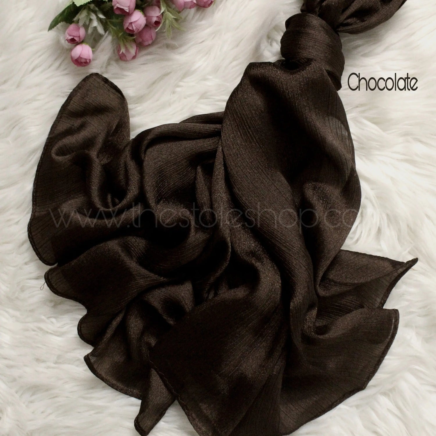 Metallics Crinkle Silk Hijab – Chocolate