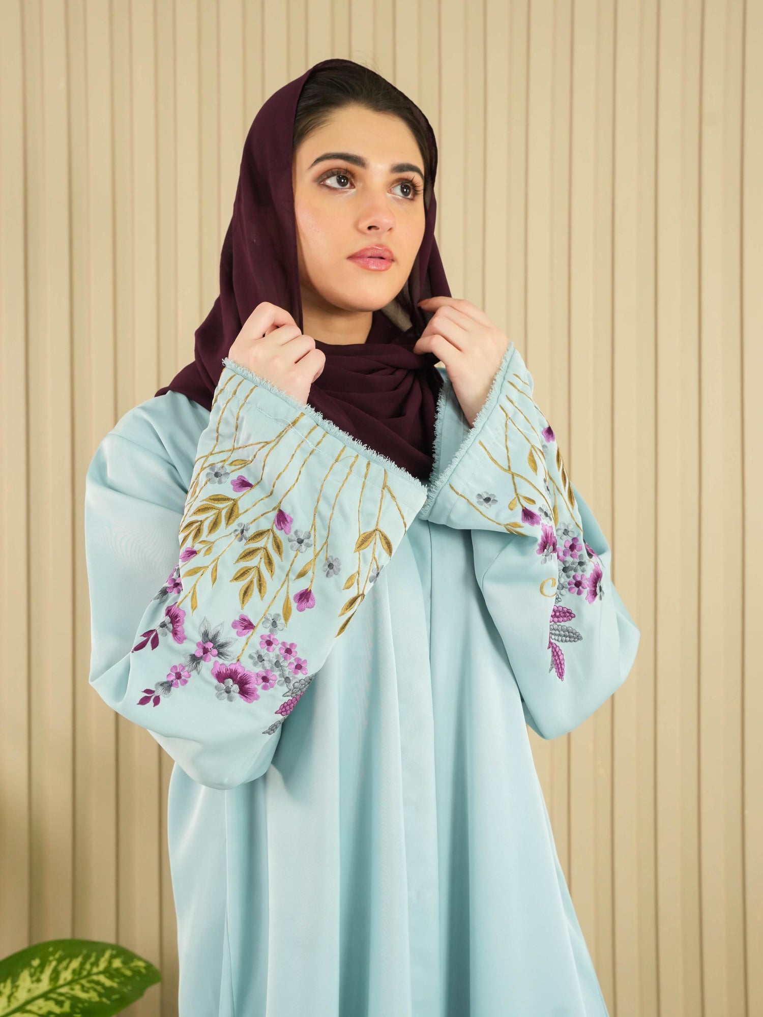 Florina Signature Abaya - Ice Blue (With Free Delivery)