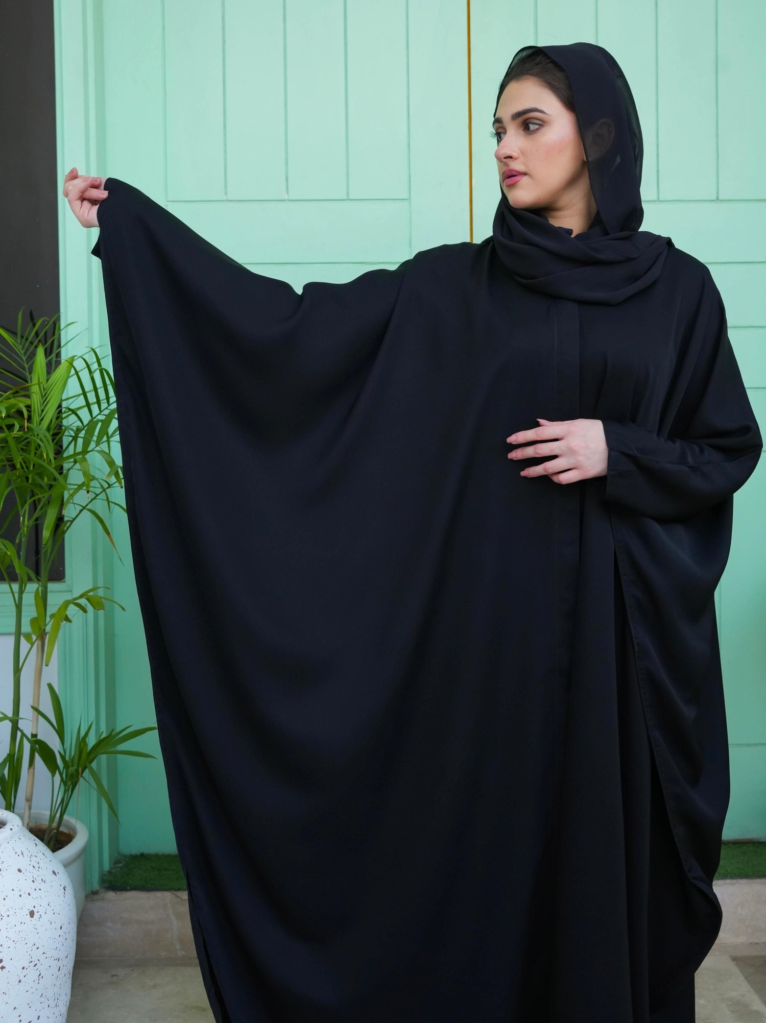 Butterfly Abaya (Front Open)- Black