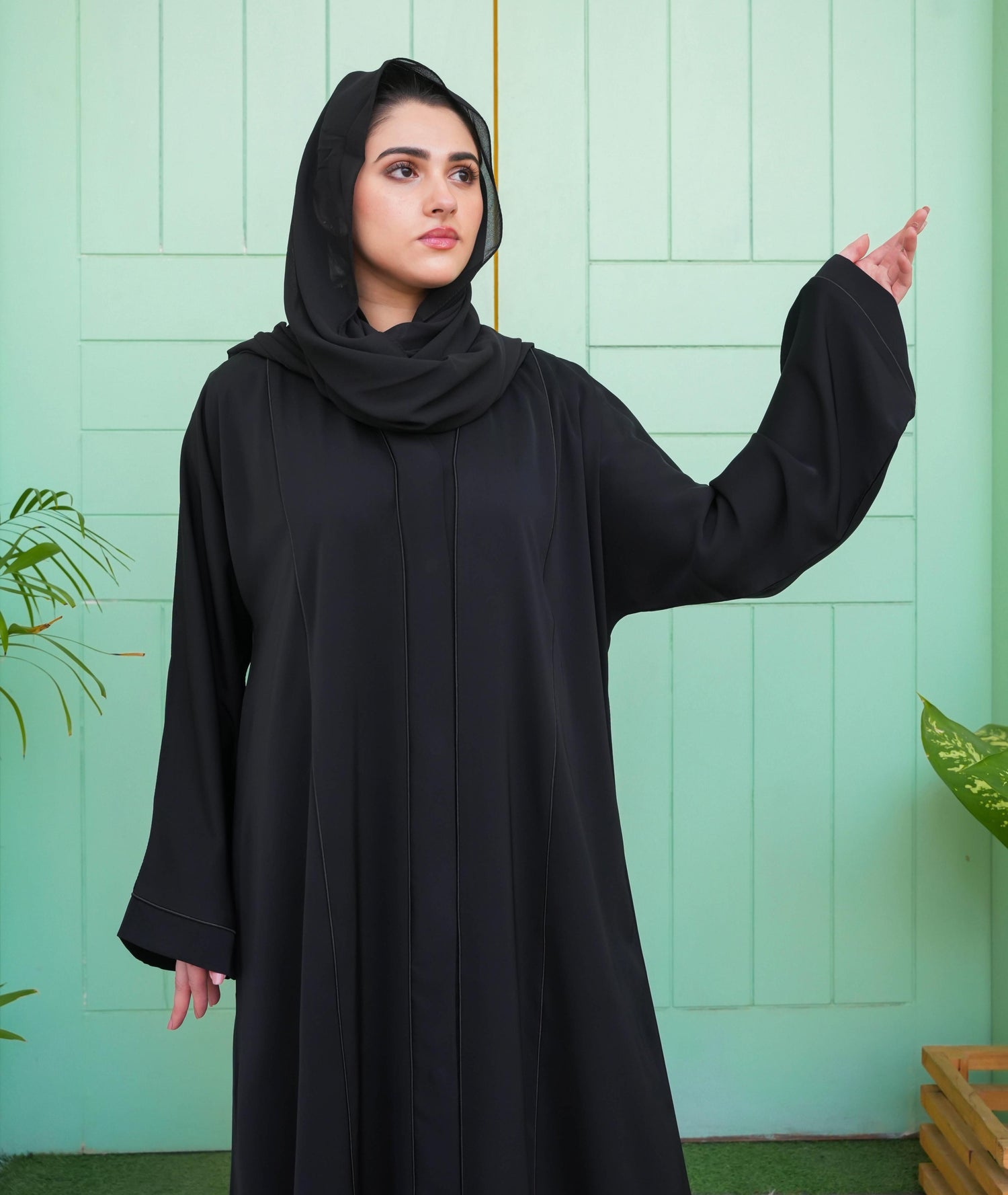 Linia Piping Abaya - Black Piping (With Free Delivery)