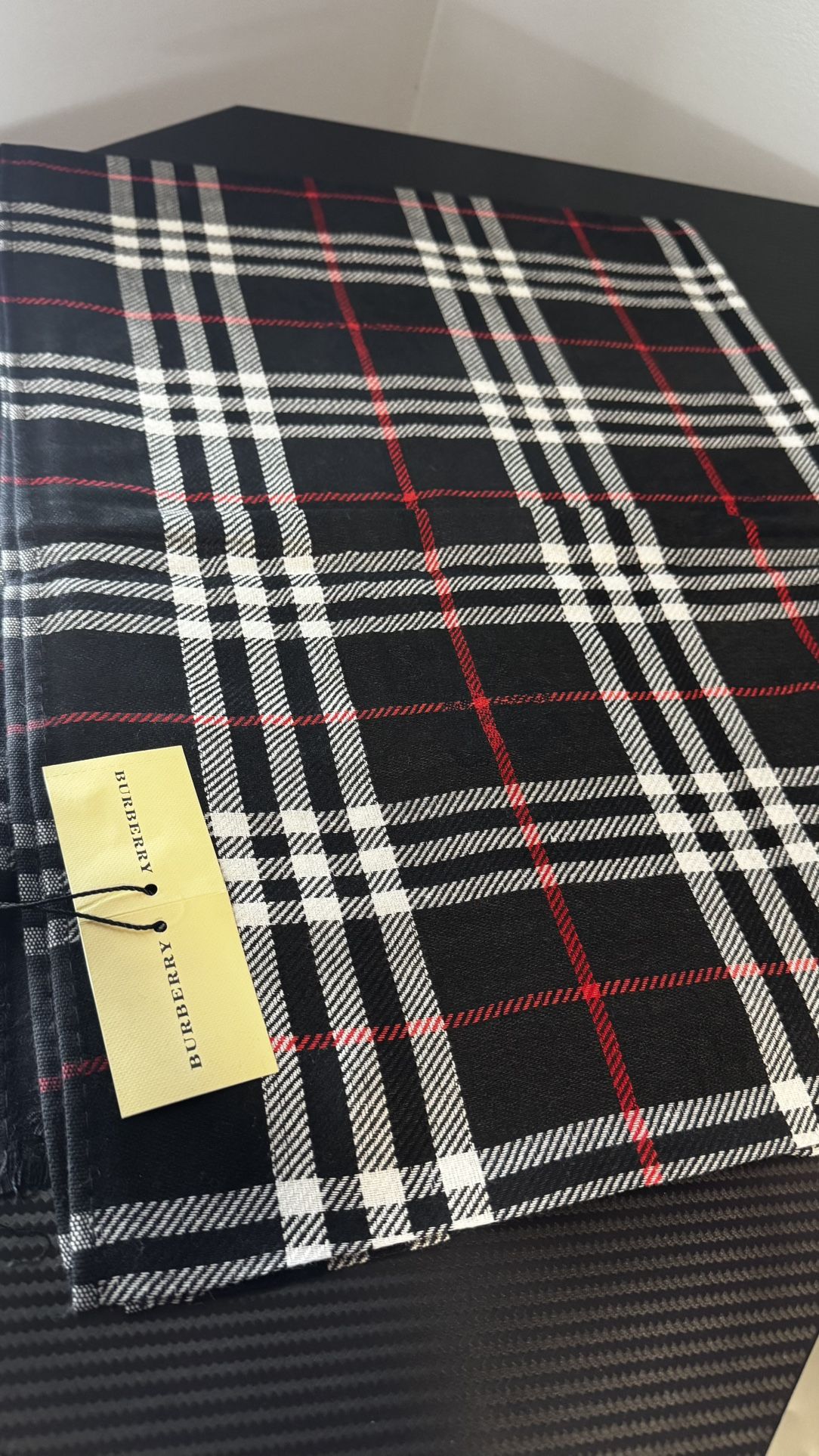 Branded Checker Black Winter Scarf